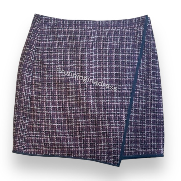 Loft Asymmetrical Tweed Skirt With Zipper Front Detail In Red & Black Size 4 - Picture 2 of 10